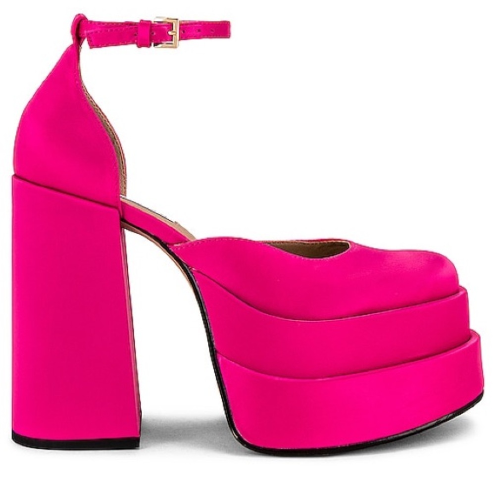 Steve Madden Charlize Hot Pink Satin Platforms - Picture 2 of 14